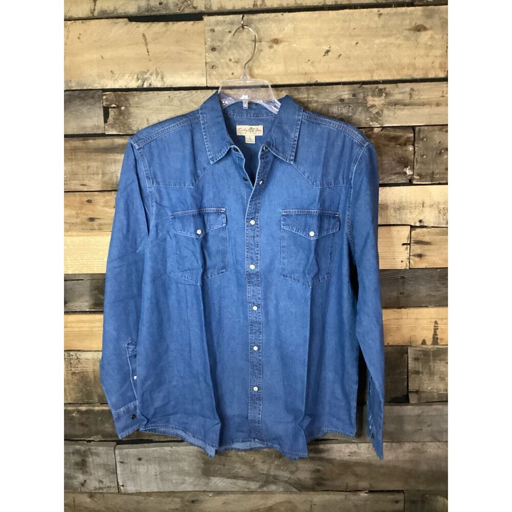 Men's Turtle Bay Western Denim Long Sleeve Shirt, Size Large